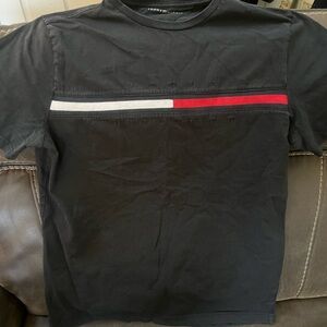 Tommy Hilfiger Black and Red Short Sleeve Tee